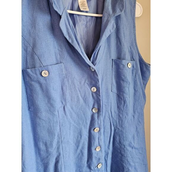 Coldwater Creek Linen Blend Sleeveless Button Front Shirt Dress Lagenlook - Picture 2 of 6